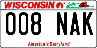 WI license plate 008NAK