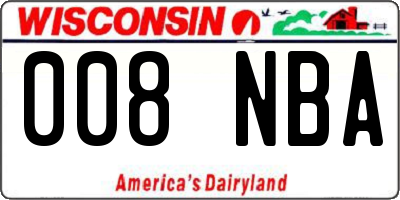 WI license plate 008NBA
