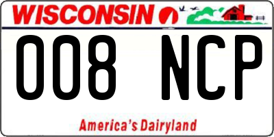 WI license plate 008NCP