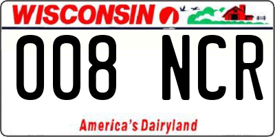 WI license plate 008NCR
