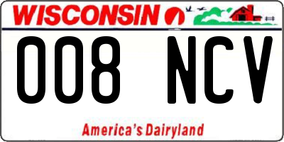 WI license plate 008NCV