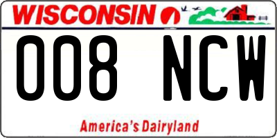 WI license plate 008NCW