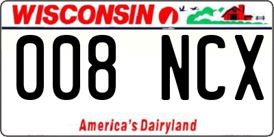 WI license plate 008NCX