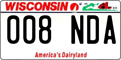 WI license plate 008NDA
