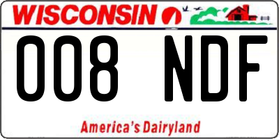 WI license plate 008NDF