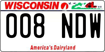 WI license plate 008NDW