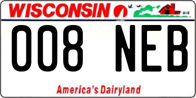 WI license plate 008NEB