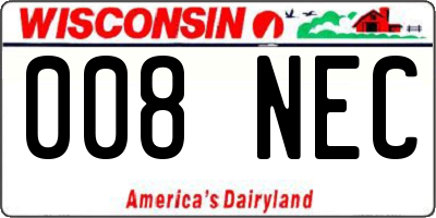 WI license plate 008NEC