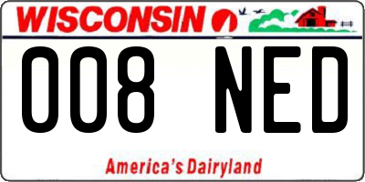 WI license plate 008NED