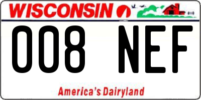 WI license plate 008NEF
