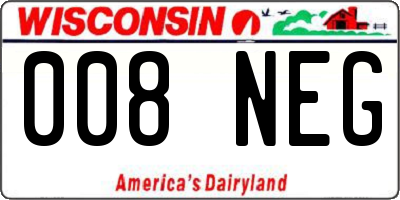 WI license plate 008NEG