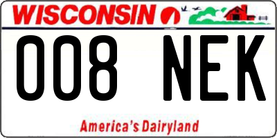 WI license plate 008NEK