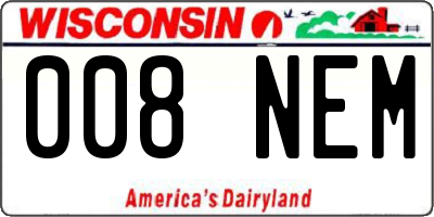 WI license plate 008NEM