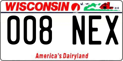 WI license plate 008NEX