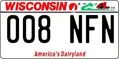 WI license plate 008NFN