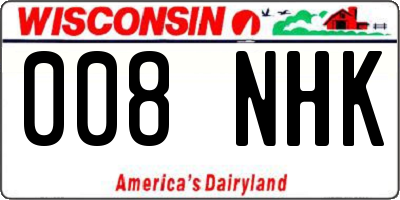 WI license plate 008NHK