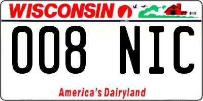 WI license plate 008NIC