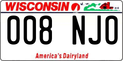 WI license plate 008NJO