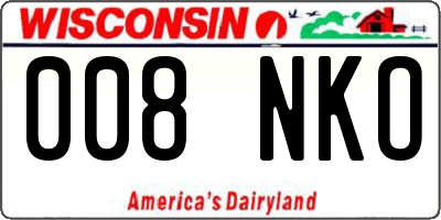 WI license plate 008NKO