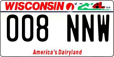 WI license plate 008NNW