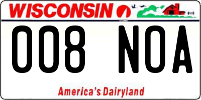 WI license plate 008NOA