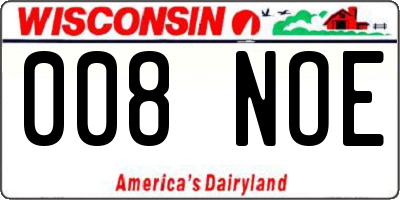 WI license plate 008NOE