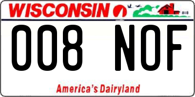 WI license plate 008NOF