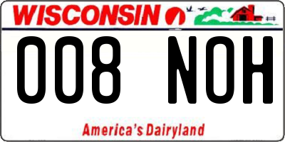 WI license plate 008NOH