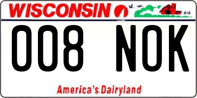 WI license plate 008NOK