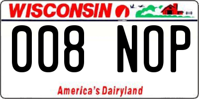 WI license plate 008NOP