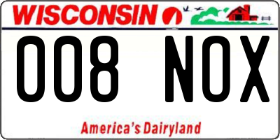 WI license plate 008NOX