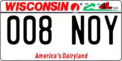 WI license plate 008NOY
