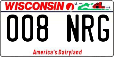 WI license plate 008NRG