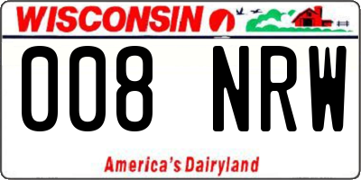 WI license plate 008NRW
