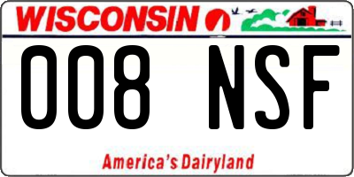 WI license plate 008NSF