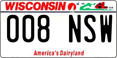 WI license plate 008NSW