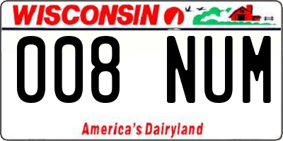 WI license plate 008NUM