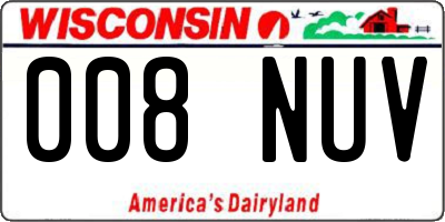 WI license plate 008NUV
