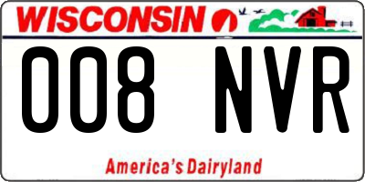 WI license plate 008NVR