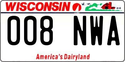 WI license plate 008NWA