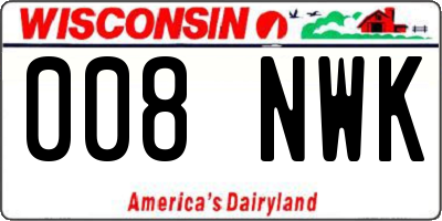 WI license plate 008NWK