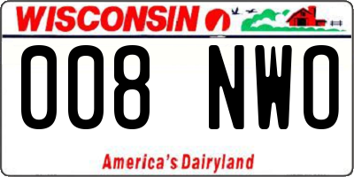 WI license plate 008NWO