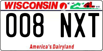 WI license plate 008NXT