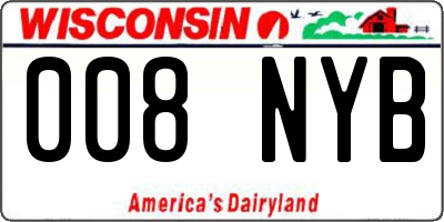 WI license plate 008NYB