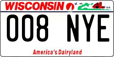 WI license plate 008NYE