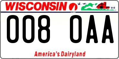 WI license plate 008OAA