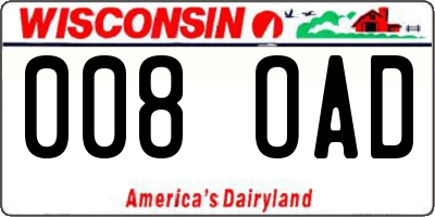 WI license plate 008OAD