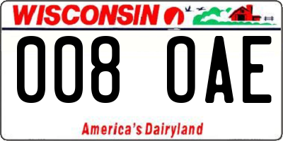 WI license plate 008OAE