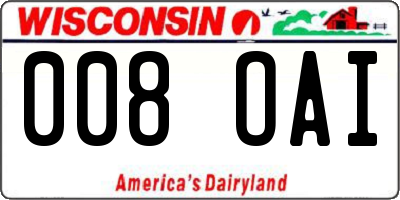 WI license plate 008OAI