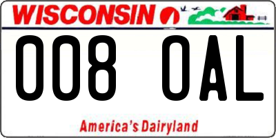 WI license plate 008OAL